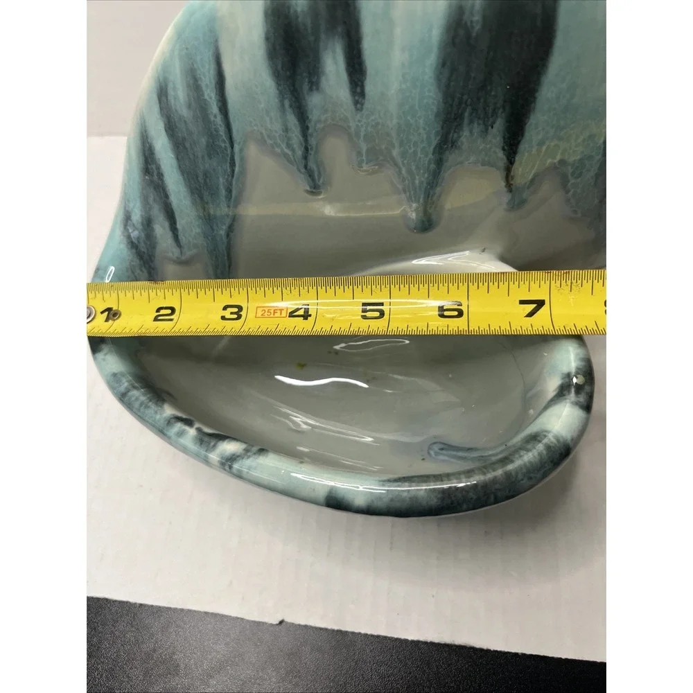 Vintage TV Lamp - Planter, Blue Teal Drip Glaze, Shell Design. Tested Works